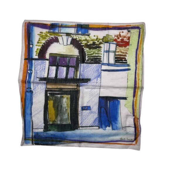 5-62 PAUL SMITH Pocket Square Cotton Silk Multicolor - Picture 1 of 8
